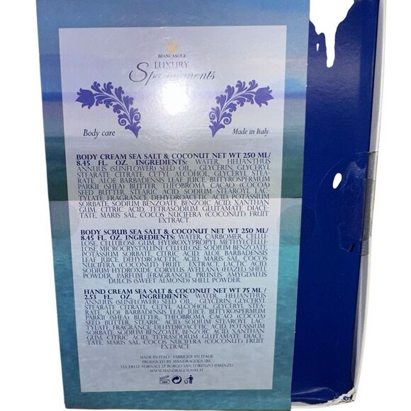Biancasole Luxury Spa Moments Body Hand Cream Scrub Set Sea Salt & Coconut NWOT - Picture 4 of 8